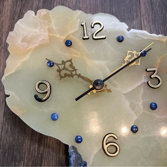 South America Analog Wall Clock Handmade Stones Jade and Lapizlazuli - Picture 6 of 10